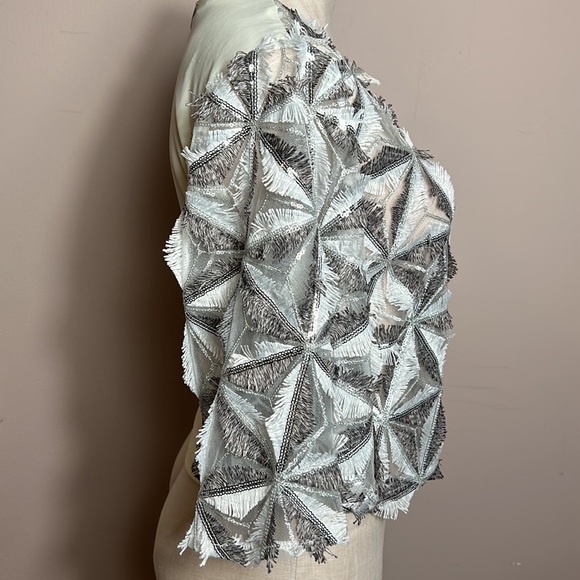 Garcia Women’s Silver Sequin beaded pinwheel motifs crop top size S - Picture 12 of 14